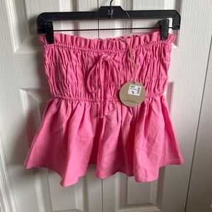 HYFVE Pink Smocked Waist Circle Skirt